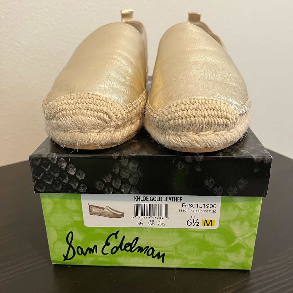 Sam Edelman - Khloe Gold Leather Espadrilles